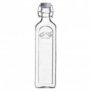 Kilner Bouteille en verre carrée avec fermeture mécanique gris, 1L