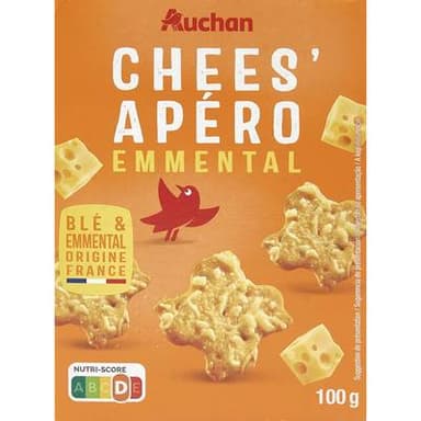 Auchan Crackers emmental Chees'apéro, 100g