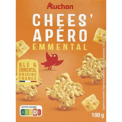 Auchan Crackers emmental Chees'apéro, 100g