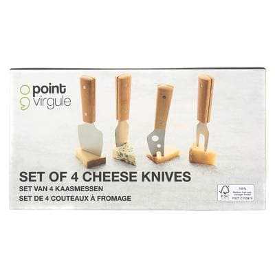 Point virgule Set de 4 couteaux à fromage en bambou, 4 pièces
