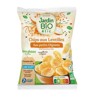 Jardin Bio Etic Chips de lentilles aux petits oignons bio sans gluten, 50g