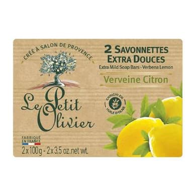 Le petit Olivier Savonnettes Extra Douces Verveine Citron, 2 x 100g