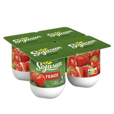 Sojasun Dessert végétal fraise soja, 4x100g