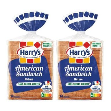 Harrys Pain de Mie Nature American Sandwich, Lot de 2x550g
