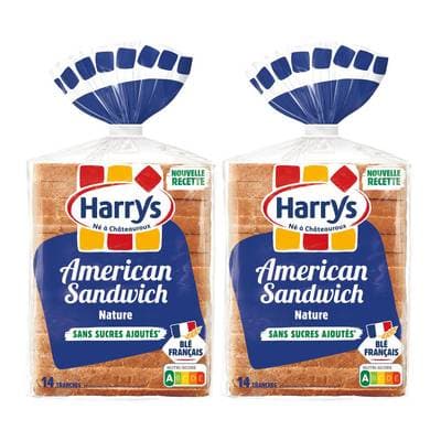 Harrys Pain de Mie Nature American Sandwich, Lot de 2x550g