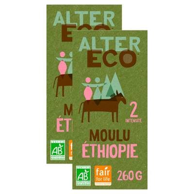 Alter Eco - Commerce Equitable Café moulu Arabica Bio d'Ethiopie, Lot de 2x260g