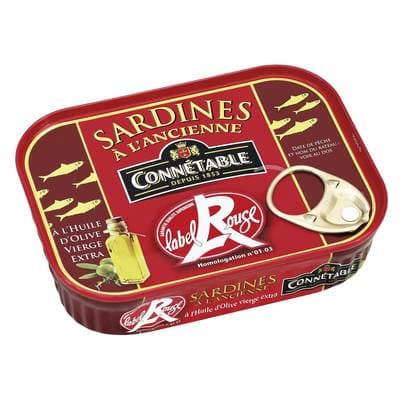 Connetable Sardines à l'Ancienne à l'Huile d'Olive vierge extra Label Rouge, 135g