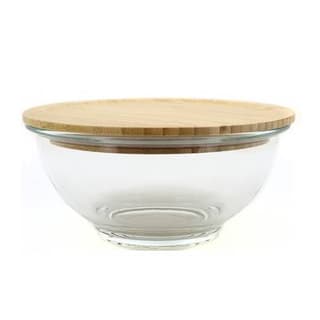 Point virgule Bol en verre avec couvercle en bambou, 900ml