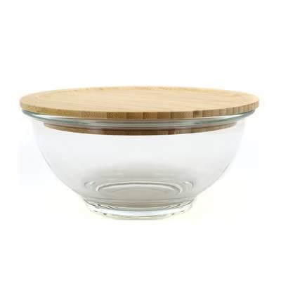Point virgule Bol en verre avec couvercle en bambou, 900ml