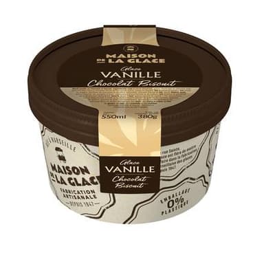 Maison de la Glace Glace vanille au chocolat et biscuit, 380g