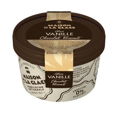 Maison de la Glace Glace vanille au chocolat et biscuit, 380g