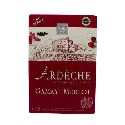 Gamay Merlot rouge Vin de Pays de l'Ardèche 13.5°, Bag in box 5L