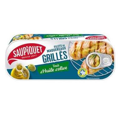 Saupiquet Filets de Maquereaux Grillés trait d'Huile d'Olive, 120g