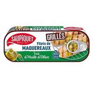 Saupiquet Filets de Maquereaux Grillés trait d'Huile d'Olive en conserve, 120g