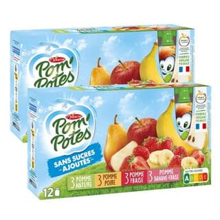 Pom Potes Multivariété sans sucres ajoutés, Lot de 2x12 gourdes