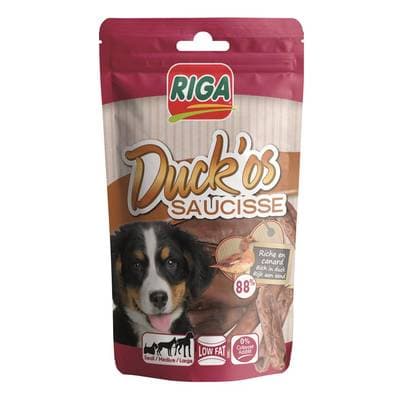 Riga Duck'Os Saucisse Canard - Friandise Récompense pour Chien, 90g