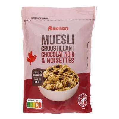 Auchan Muesli Chocolat noir noisette, 450g