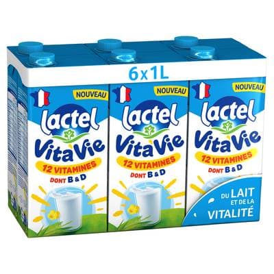 Lactel, Vita'Vie Lait 1,0% mg 12 vitamines, 6x1l