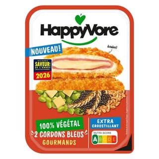 HappyVore Cordons Bleus Végé à Base de Blé et de Pois, 2x90g