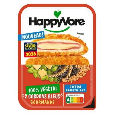 HappyVore Cordons bleus végé à base de blé et de pois, 2x90g