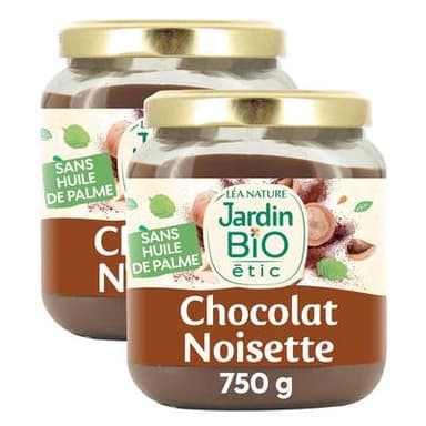 Jardin Bio Etic Pâte à Tartiner chocolat et noisettes Bio, Lot de 2x750g