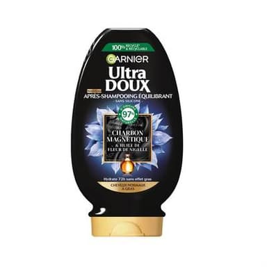 Garnier - Ultra Doux Après-Shampooing Équilibrant Charbon Magnétique & Huile De Fleur De Nigelle, 200ml