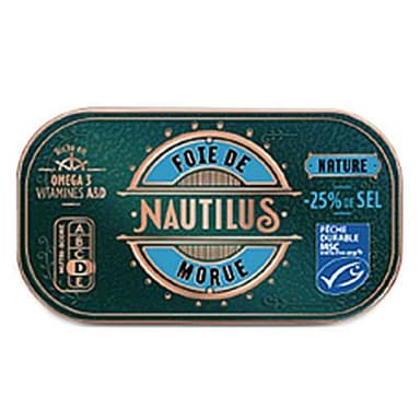Nautilus Foie de Morue Nature MSC -25% de sel, 120g