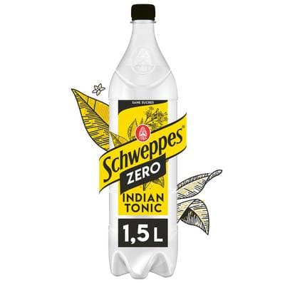 Schweppes Boisson gazeuse Indian tonic sans sucre, 1,5L