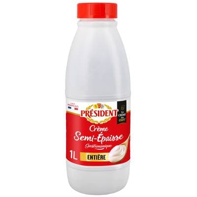 Président Crème entière semi épaisse 30%mg, 1l