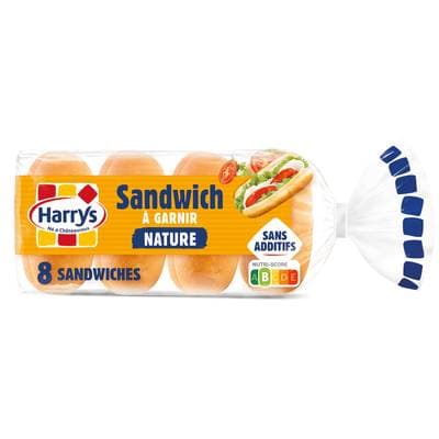 Harrys Pain Sandwich Nature à Garnir, 8 pains - 360g