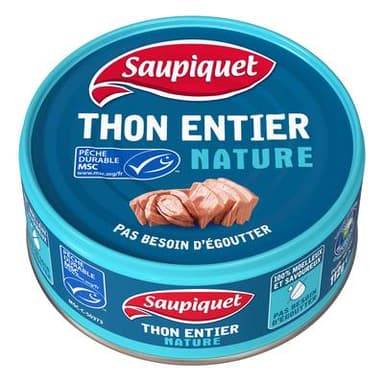 Saupiquet Thon Entier Naturel MSC sans égouttage, 112g