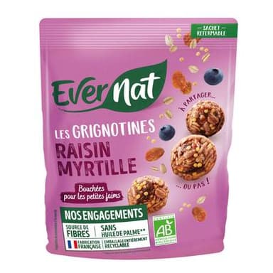 Evernat Grignotine raisin myrtille Bio, 120g
