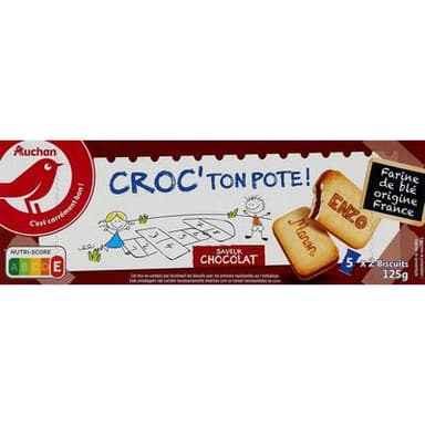 Auchan Croc ton pote minis goûters fourrés parfum chocolat, 125g
