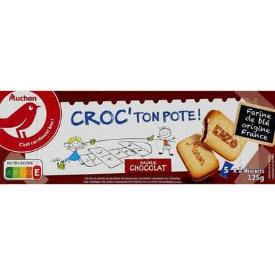 Auchan Croc ton pote minis goûters fourrés parfum chocolat, 125g