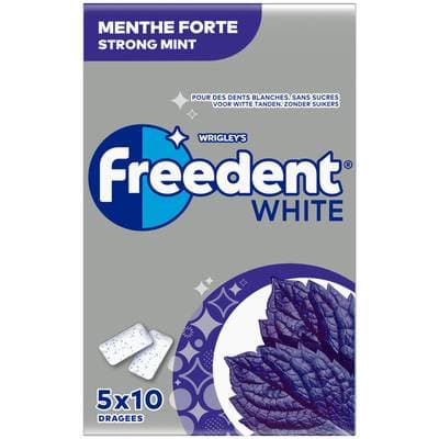 Freedent White Menthe Forte, 5 x 10 chewing gums