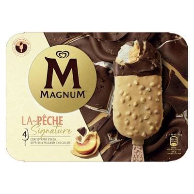 Magnum Bâtonnets glacés pamplemousse coeur pêche, 4 bâtonnets - 280g