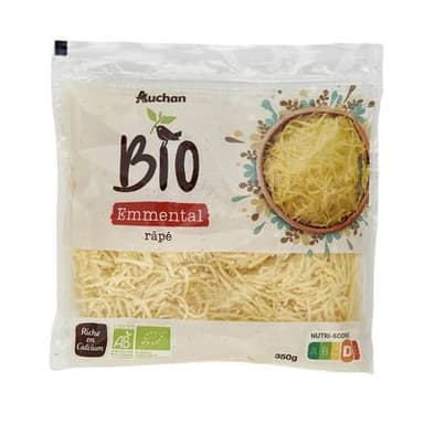 Auchan BIO Emmental rapé bio, 350g