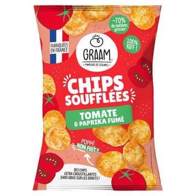 Graam Chips Soufflées Tomate et Paprika Fumé, 60g