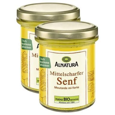 Alnatura Moutarde mi-forte bio, Lot de 2x185g