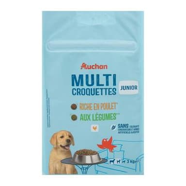 Auchan Croquettes poulet et légumes pour chiot, 3kg
