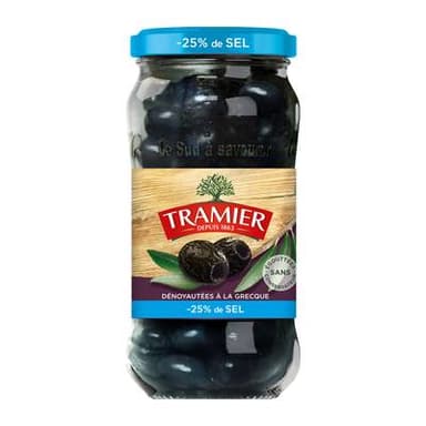 Tramier Olives noires à la Grecque -25% de sel, 220g