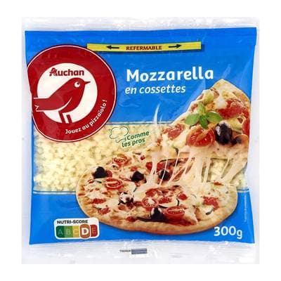 Auchan Mozzarella en cossettes, 300g