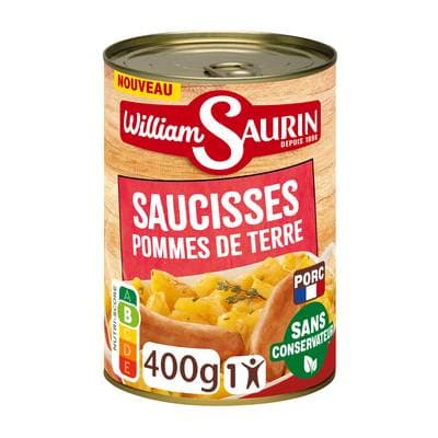 William Saurin Saucisses et Pomme de Terres et Jus aux oignons, 400g