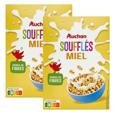 Auchan Bumpies céréales au miel, Lot de 2x375g