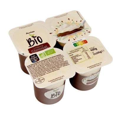 Auchan BIO Liégeois au chocolat Bio, 4x100g