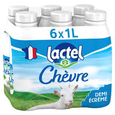 Lactel Lait chèvre demi-écrémé 1,5% mg, 6x1l