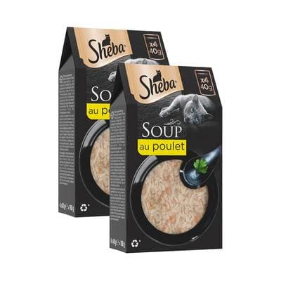 Sheba - Soup Sachets Soupe filets de poulet pour chat, Lot de 2 - 4x40g