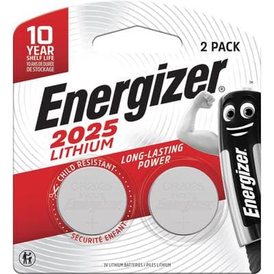 Energizer 2 Piles Bouton CR2025 Lithium, 2  piles