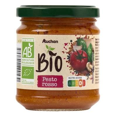 Auchan BIO Sauce Pesto rosso Bio en bocal, 190g