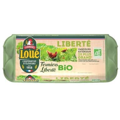 Loué Oeufs bio fermier calibre moyen, 10 oeufs
